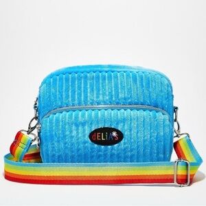 dELiA*s Teal Crossbody Bag with Multicolor Strap